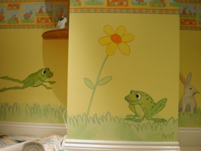 Frog mural in baby's nursery